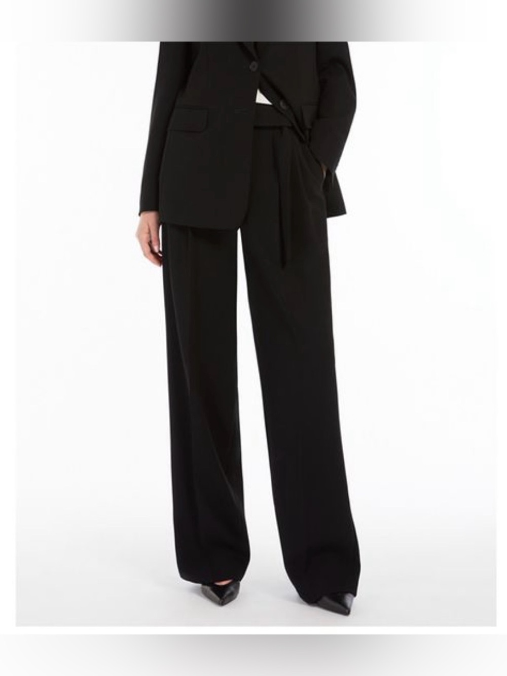 NEW MaxMara Studio Latina Trousers Pants Size 14 Black Front Pleats